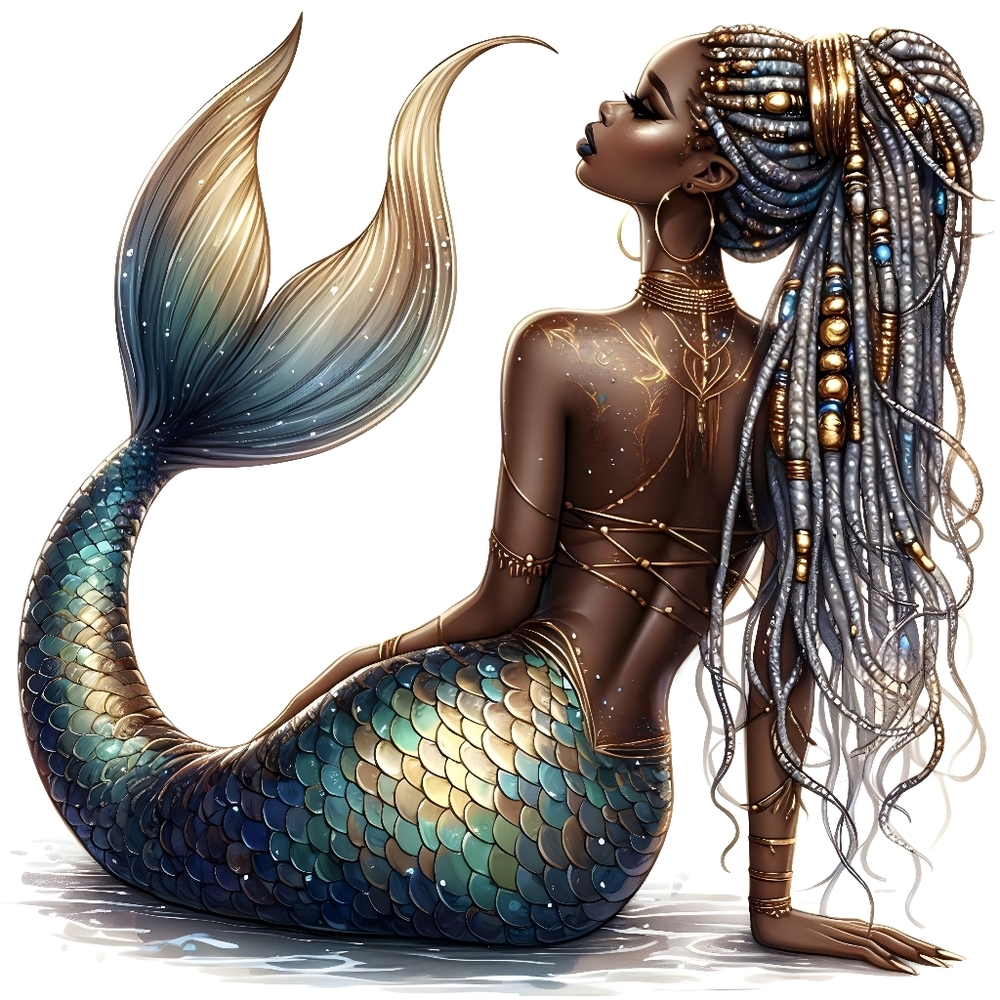 Black Mermaid Print